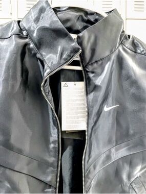 Nike Black Satin-Look Zip Jacket vest with Swoosh